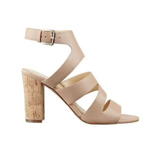 MARC FISHER Paxtin High Heel Strappy Leather Cork Heel Sandals Women’s Size 8